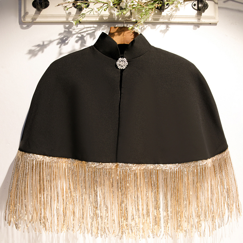 Tassel Fringe Trim - المرأة الربيع الصيف الأسود التباين لون