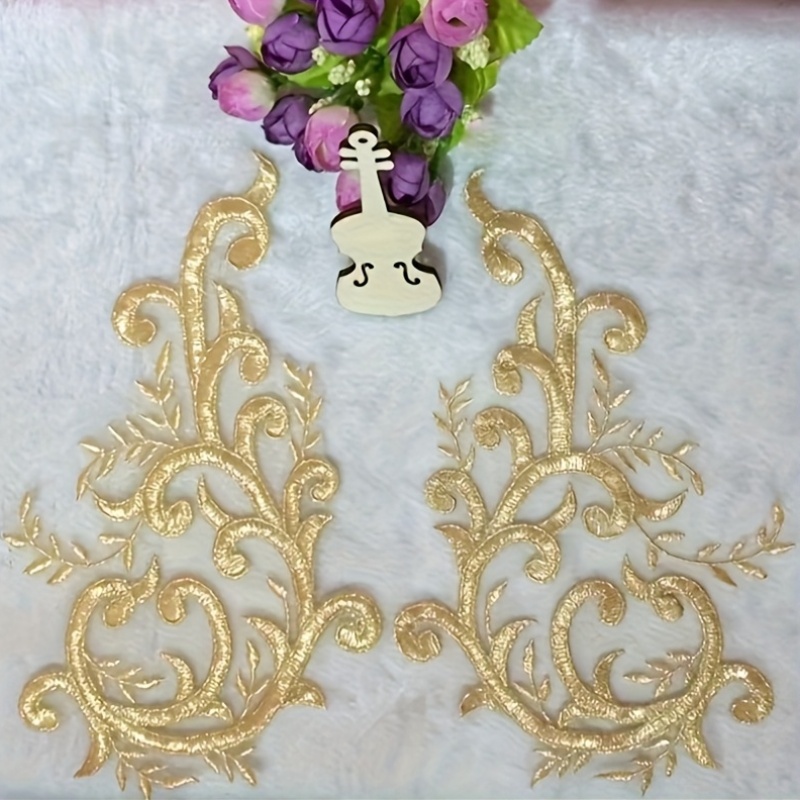 زوجان من زهور الدانتيل الذهبية - مراجعة Applique Patch Flower وسعره