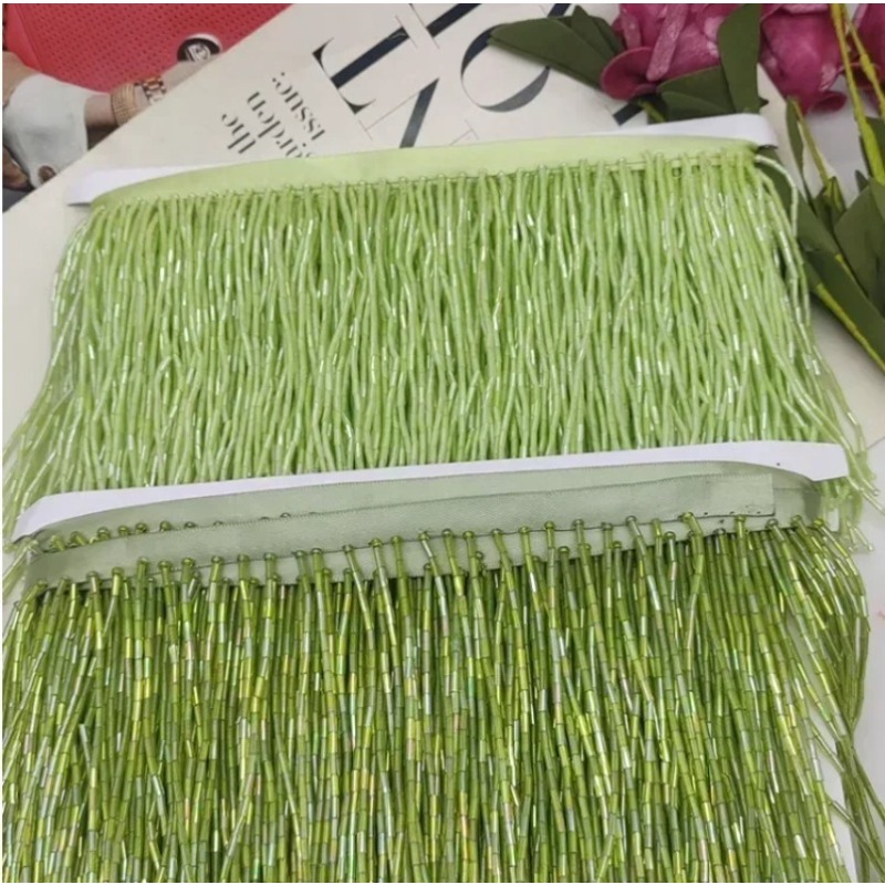 شريط زخرفي من الخرز الفضي والأ - مراجعة Tassel Fringe Trim وسعره