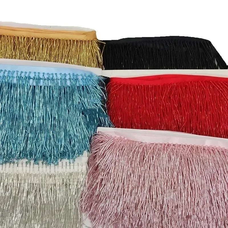 شريط زخرفي من الخرز الفضي والأ - مراجعة Tassel Fringe Trim وسعره